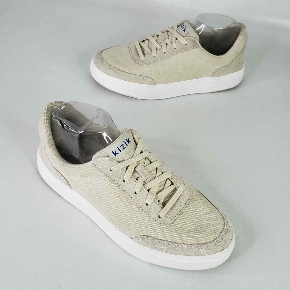 Kizik Prague Hands Free Slip On Sneakers Womens Size 9.5 Cream Taupe Canvas